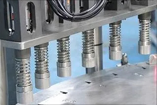 Dettaglio macchina confezionatrice per buste con beccuccio - Tappatura multistazione